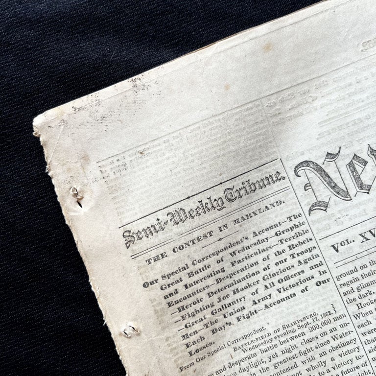 Item #17191 1862 CIVIL WAR newspaper with Front-Page EARLY EYEWITNESS ACCOUNT of the BATTLE of ANTIETAM