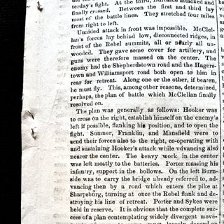 1862 CIVIL WAR newspaper with Front-Page EARLY EYEWITNESS ACCOUNT of the BATTLE of ANTIETAM