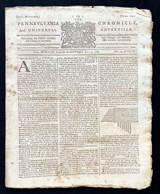 Item #17316 RARE 1769 Philadelphia Newspaper with Complete Printing of the Maryland...