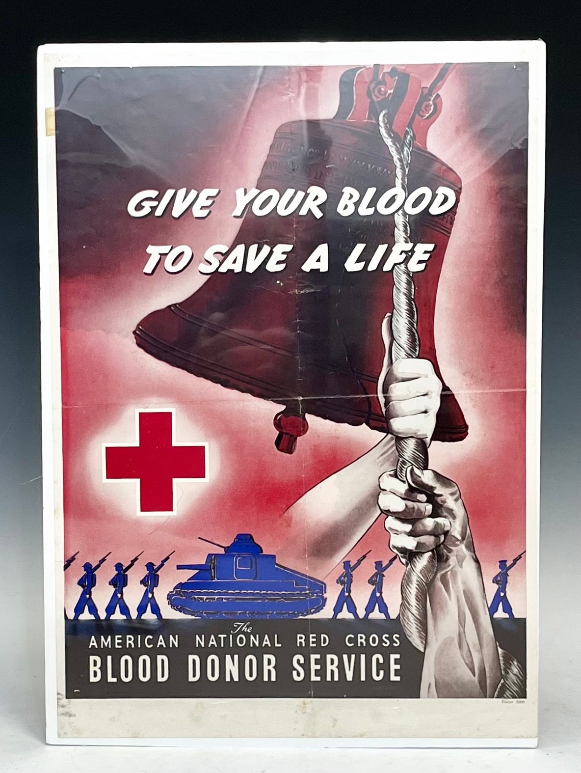 Red Cross C Original 1942 WW II Red Cross Poster - Give Your Blood To Save A Life