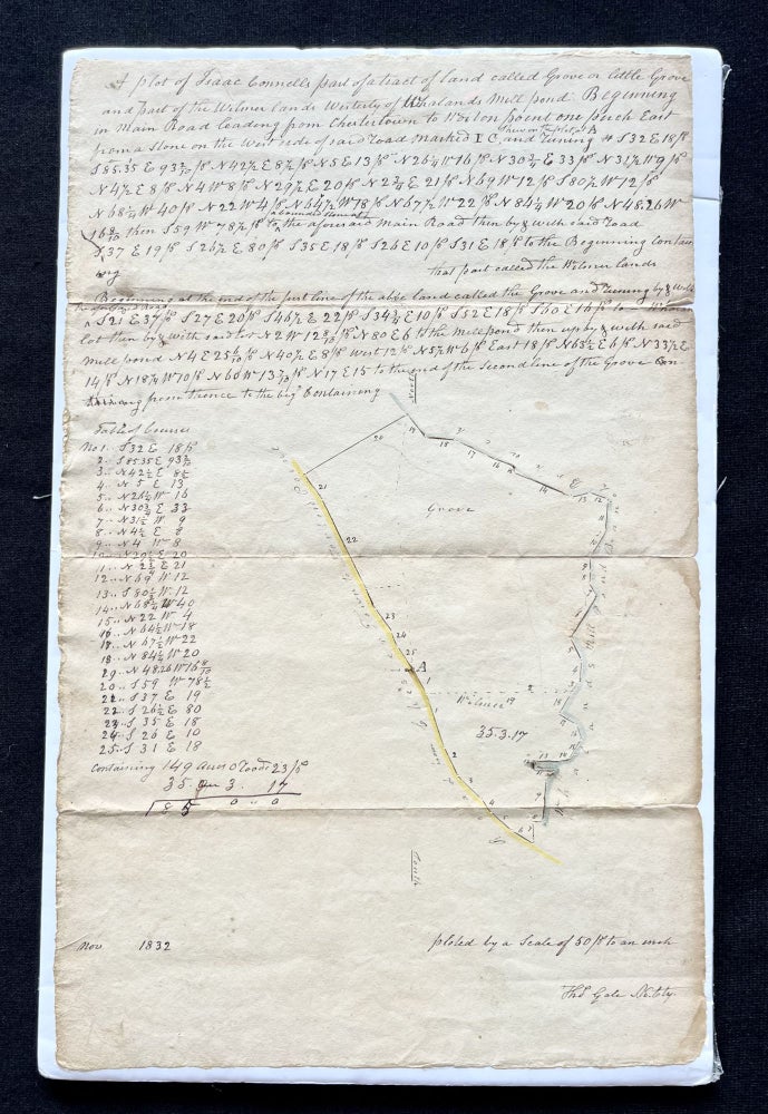 Item #17394 1832 Manuscript, Hand-Colored Property Survey near Chestertown, Kent County, Maryland