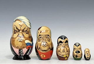Item #17406 Set of Five Wooden Nesting Dolls of 20th Century USSR/Russian Leaders from Lenin to...