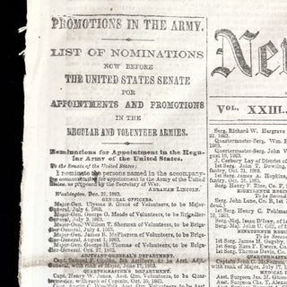Item #17422 1864 CIVIL WAR newspaper with Front-Page Devoted to Abraham Lincoln Nominations for...