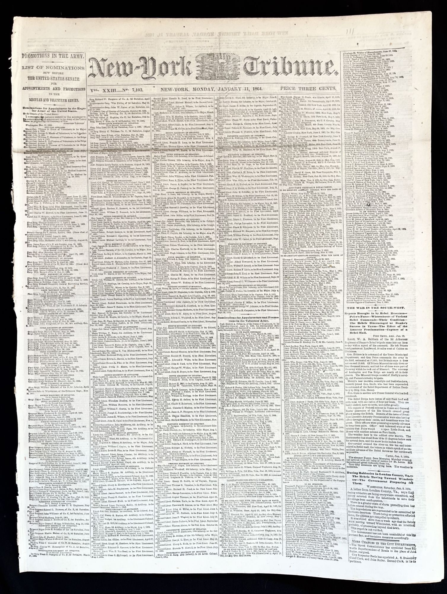1864 CIVIL WAR newspaper with Front-Page Devoted to Abraham Lincoln ...