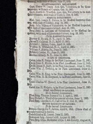 1864 CIVIL WAR newspaper with Front-Page Devoted to Abraham Lincoln Nominations for Officer Promotions - Grant, Meade & Abner Doubleday
