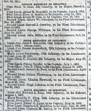 1864 CIVIL WAR newspaper with Front-Page Devoted to Abraham Lincoln Nominations for Officer Promotions - Grant, Meade & Abner Doubleday