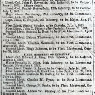 1864 CIVIL WAR newspaper with Front-Page Devoted to Abraham Lincoln Nominations for Officer Promotions - Grant, Meade & Abner Doubleday