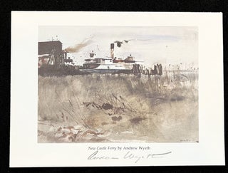 Item #17430 Andrew Wyeth Signed 1979 Postcard of the Artist's Painting "New Castle Ferry" Andrew...