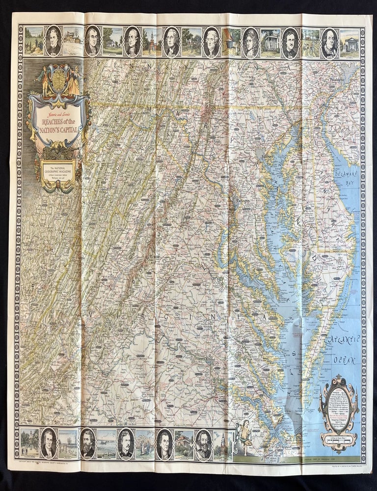 Item #17599 Illustrated 1938 Map of Washington, DC and Region with Important Historical People, Landmarks, and Places in Vignette