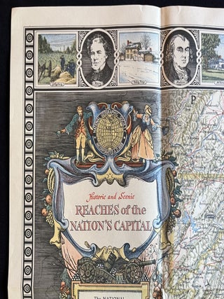 Illustrated 1938 Map of Washington, DC and Region with Important Historical People, Landmarks, and Places in Vignette