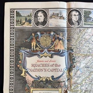 Illustrated 1938 Map of Washington, DC and Region with Important Historical People, Landmarks, and Places in Vignette