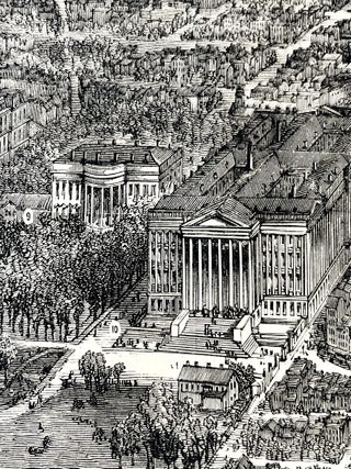 Original 1882 Illustrated Newspaper with BIRDS EYE Poster View & Map of WASHINGTON, DC