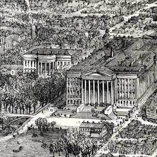 Original 1882 Illustrated Newspaper with BIRDS EYE Poster View & Map of WASHINGTON, DC