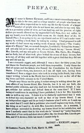 Behind the Seams; by a Nigger Woman Who Took in Work from Mrs. Lincoln and Mrs. Davis