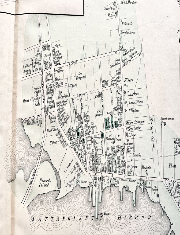 Item #18007 1879 Hand-Colored Street Map of MATTAPOISETT, Sippican & Old Landing in PLYMOUTH COUNTY, Massachusetts