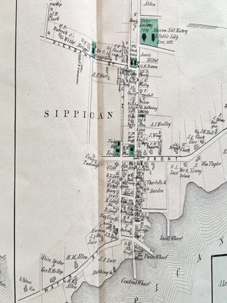 1879 Hand-Colored Street Map of MATTAPOISETT, Sippican & Old Landing in PLYMOUTH COUNTY, Massachusetts
