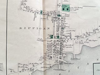 1879 Hand-Colored Street Map of MATTAPOISETT, Sippican & Old Landing in PLYMOUTH COUNTY, Massachusetts