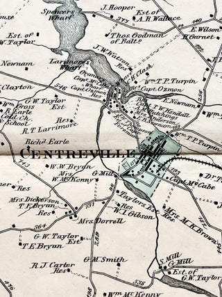 1877 Hand-Colored Map of CENTREVILLE, MARYLAND and Region in Queen Anne's County