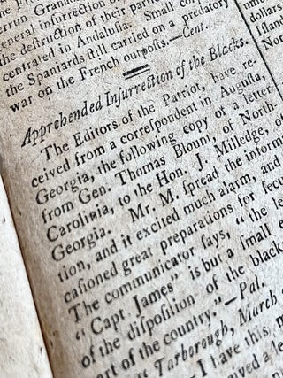 Item #18187 Early U.S. Slave Rebellion in Greene County, Georgia, Led by the Slave, Captain James...