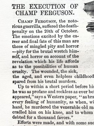 Confederate Guerilla Fighter Champ Ferguson Executed by Hanging - 2 1865 Civil War Newspapers
