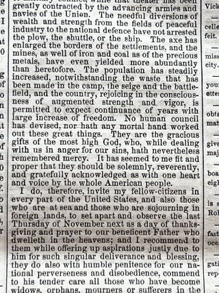 Early Complete Printing of Abraham Lincoln's 1863 Proclamation for the 1st Thanksgiving Holiday