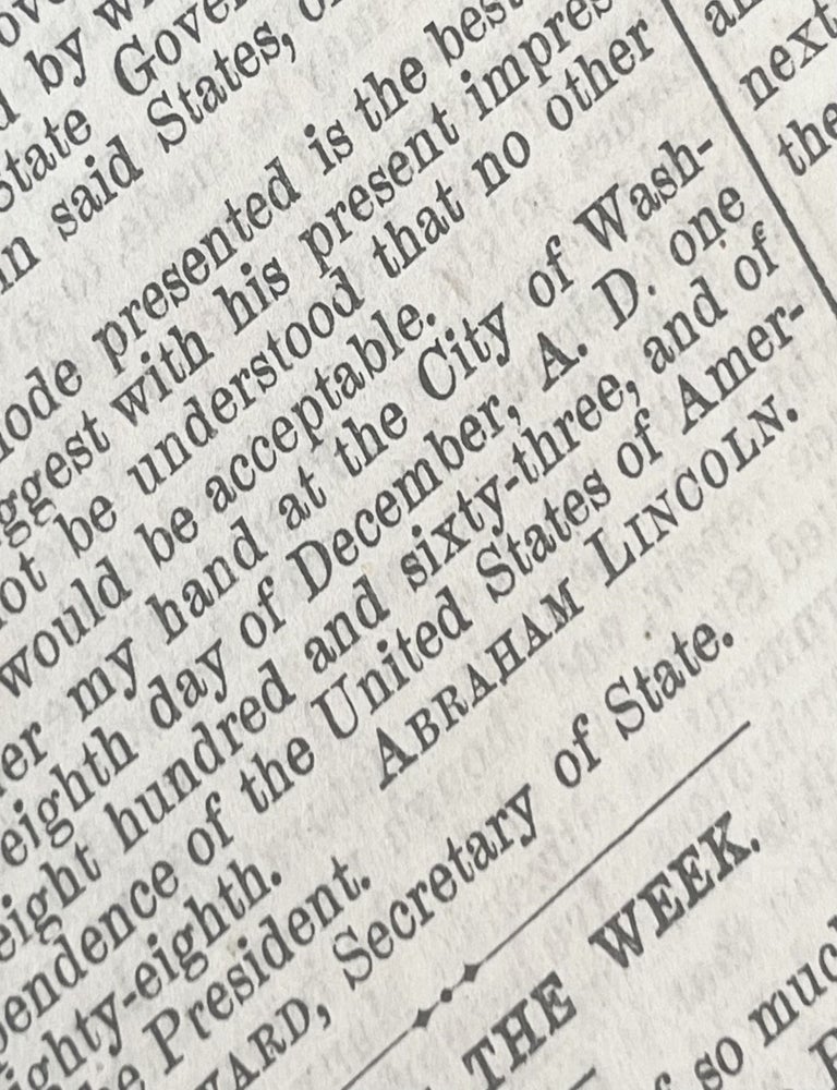 Item #18460 Early Printing of Abraham Lincoln's Emancipation Proclamation, Freeing All Slaves in Confederate-Held Territory. Abraham Lincoln.