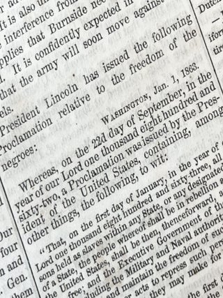 Early Printing of Abraham Lincoln's Emancipation Proclamation, Freeing All Slaves in Confederate-Held Territory
