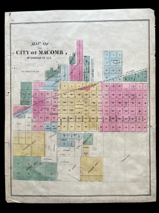 Item #18725 1871 Hand-Colored Map of the City of Macomb in McDonough County, Illinois