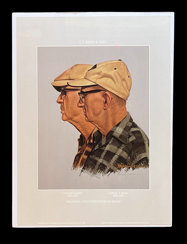 Item #18745 Fine Art Full Color Print of Chesapeake Bay Decoy Carvers, Lem and Steve Ward, Signed by the Artist. Richard Hood Harryman.