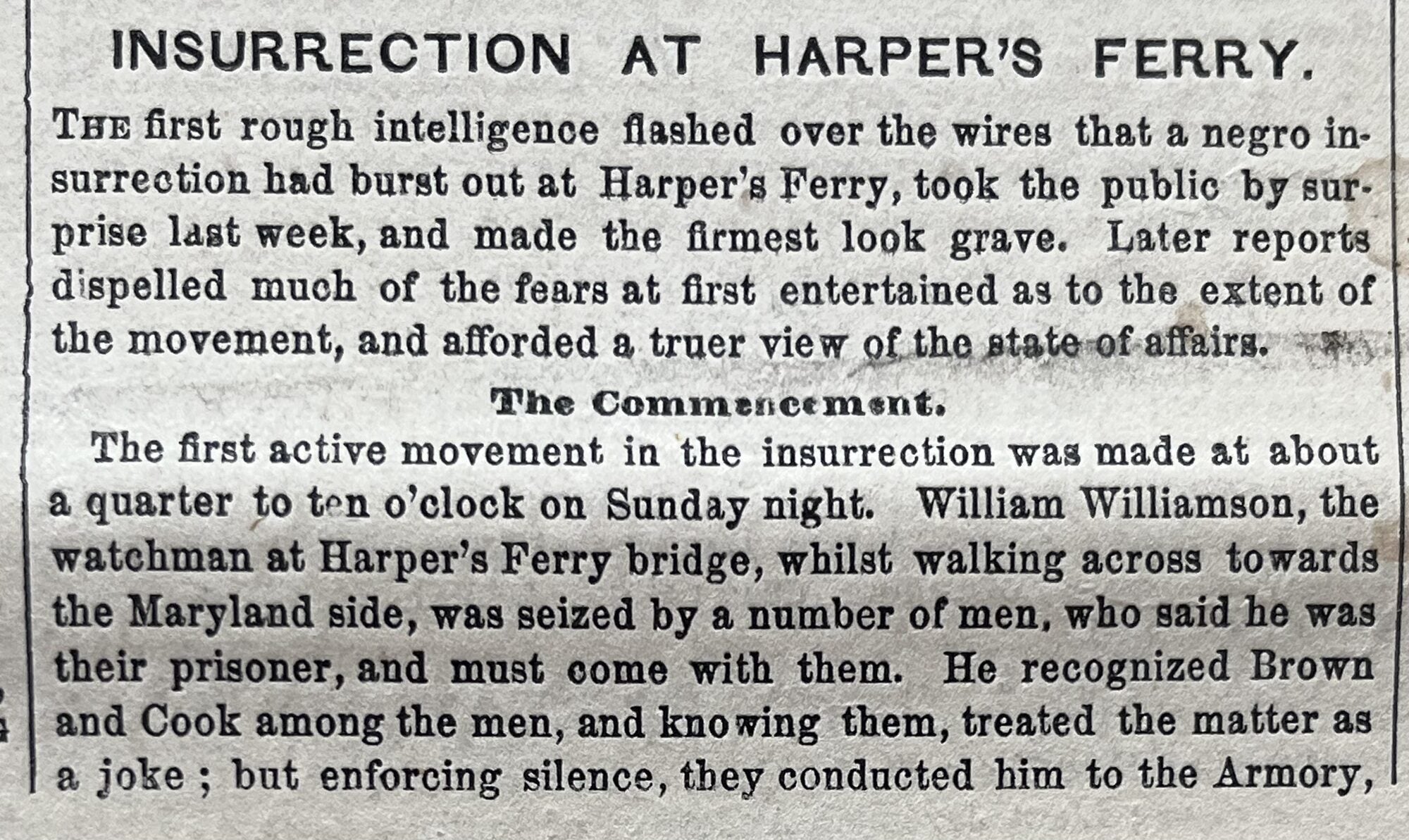 John Brown and Band Raid U.S. Arsenal at Harper's Ferry in Attempt to ...