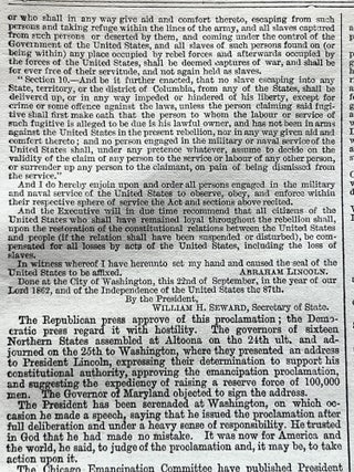 1862 Civil War newspaper ABRAHAM LINCOLN preliminary EMANCIPATION PROCLAMATION