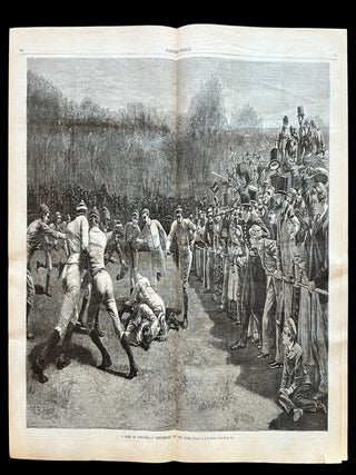 1881 Illustrated Newspaper with a Double-Page, Centerfold Engraving of an Early Football Game...