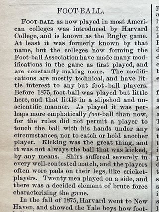 1881 Illustrated Newspaper with a Double-Page, Centerfold Engraving of an Early Football Game with a History of Early Ivy League Football