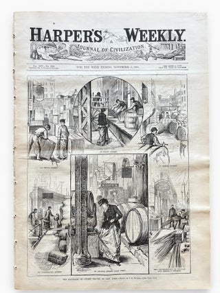 1881 Illustrated Newspaper with a Double-Page, Centerfold Engraving of an Early Football Game with a History of Early Ivy League Football