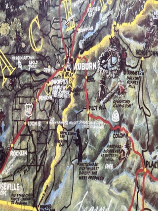 c.1960 Pictorial Map of Lake Tahoe and Surrounding Area of Placer County, California, Including Squaw Valley and the Donner Pass