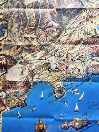 1963 Pictorial Map - "Ride the Roads to Romance Along the Golden Coast and thru the Sunshine Empire of Southern California"