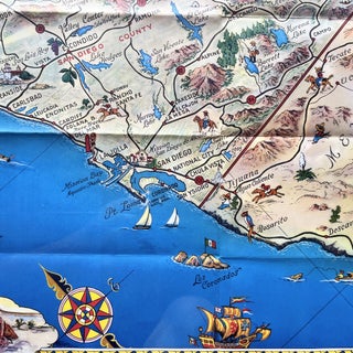 1963 Pictorial Map - "Ride the Roads to Romance Along the Golden Coast and thru the Sunshine Empire of Southern California"
