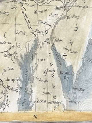 1840 Hand-Colored Map New England and Mid-Atlantic