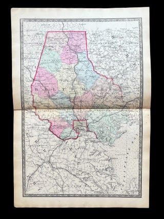 1866 Post-Civil War Hand-Colored Martenet Map of Baltimore County, Maryland