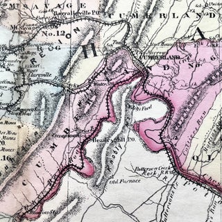 1866 Post-Civil War Hand-Colored Martenet Map of Alleghany County, Maryland