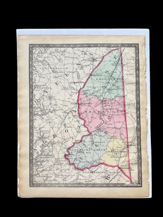 1866 Post-Civil War Hand-Colored Martenet Map of Caroline County, Maryland