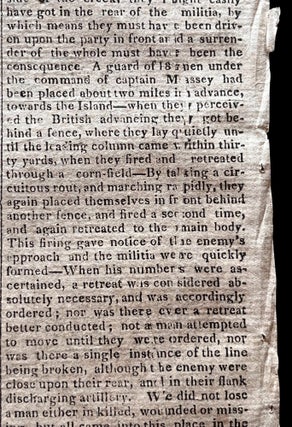 1813 War of 1812 newspaper - British Army Invades Queen Anne's County at Queenstown, Maryland - The Battle of Slippery Hill