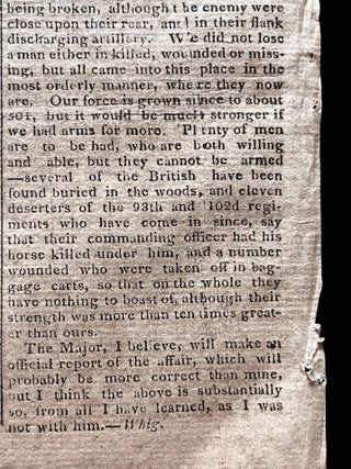 1813 War of 1812 newspaper - British Army Invades Queen Anne's County at Queenstown, Maryland - The Battle of Slippery Hill