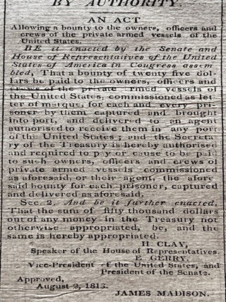 1813 War of 1812 newspaper - British Army Invades Queen Anne's County at Queenstown, Maryland - The Battle of Slippery Hill