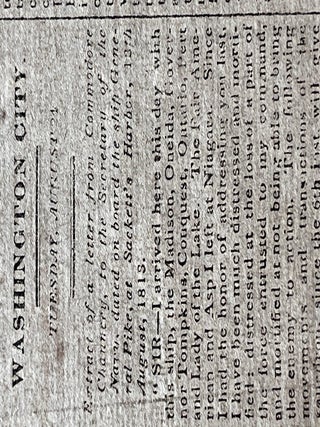 1813 War of 1812 newspaper - British Army Invades Queen Anne's County at Queenstown, Maryland - The Battle of Slippery Hill