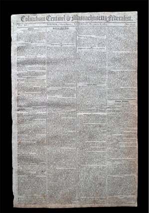 Item #19385 1803 Boston Hometown Newspaper with Report of the Death and Funeral of Revolutionary...