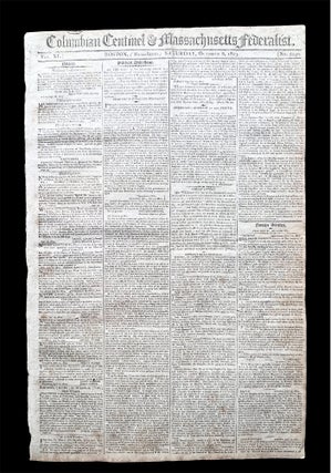 Item #19385 1803 Boston Hometown Newspaper with Report of the Death and Funeral of Revolutionary...