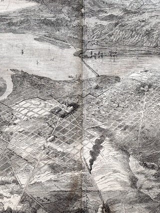 Centerfold Bird's Eye View Map of Washington DC - 1862 Civil War Newspaper