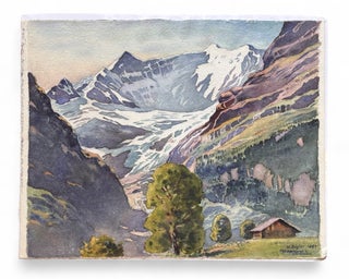Item #19440 Original 1967 Watercolor of the Grosses Fiescherhorn Mountain Peak in the Bernese...