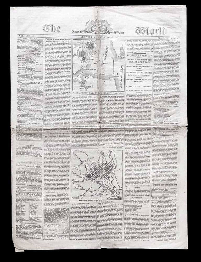 Item #19456 1861 CIVIL WAR newspaper Baltimore Pratt Street Riot with Front Page Maps of Washington, DC and Chesapeake Bay